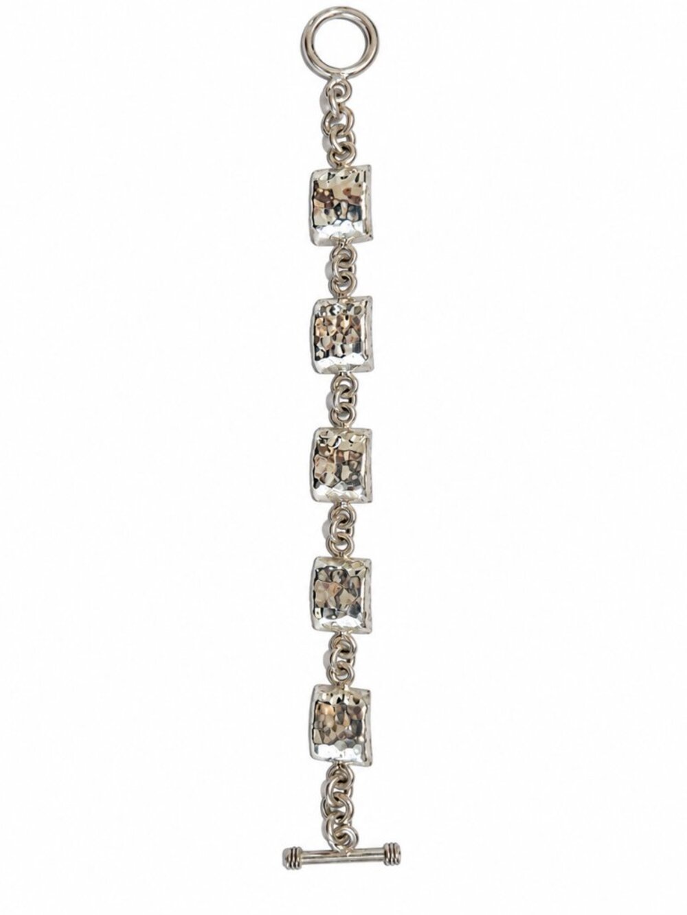 Sterling Silver Electroform Hammered Curved Link Bracelet 8"